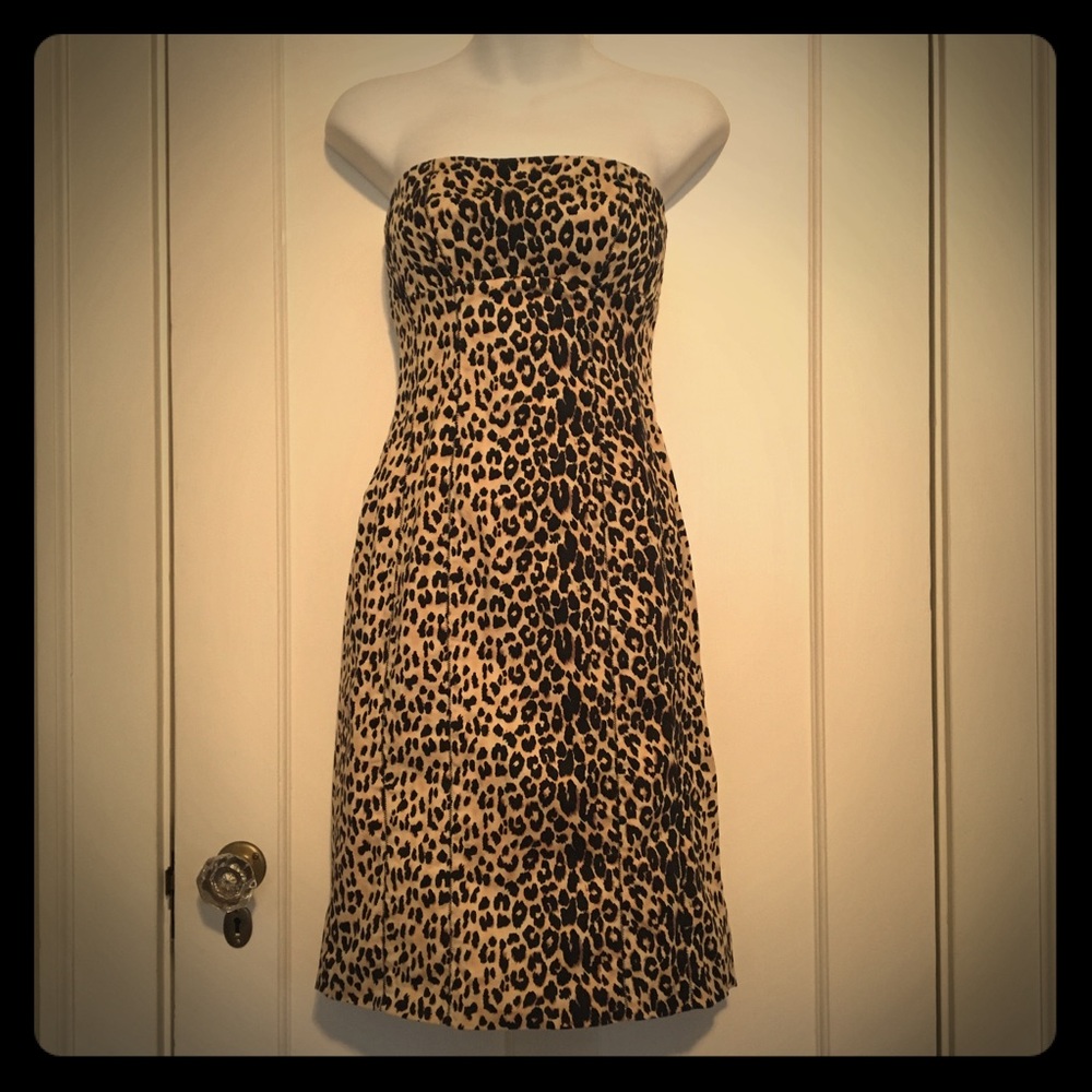 Strapless Leopard Print Dress